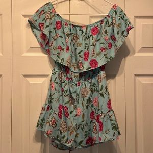 Floral off-the-shoulder Romper